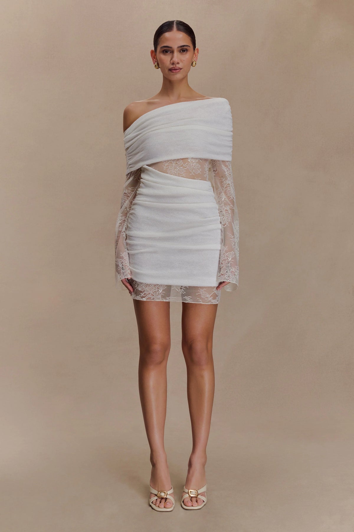 Luxie Lace Knit Mini Dress - Ivory
